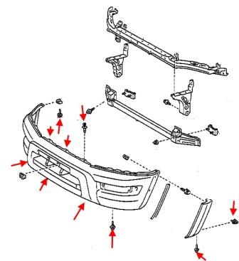 schema montaggio paraurti anteriore Toyota RAV4 SXA10 (1994-2000)