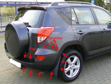 points de fixation pare-chocs arrière Toyota RAV4 CA30W (2005-2012)