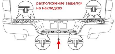 схема крепления заднего бампера Toyota Tundra (после 2007 года)