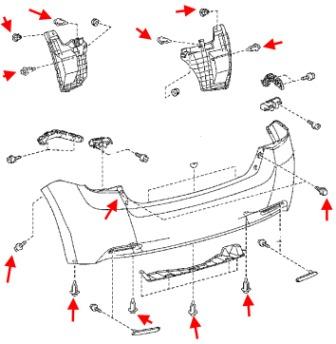 Schema montaggio paraurti posteriore Toyota Verso