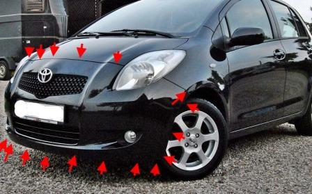 points de fixation du pare-chocs avant Toyota Yaris (2005-2011)