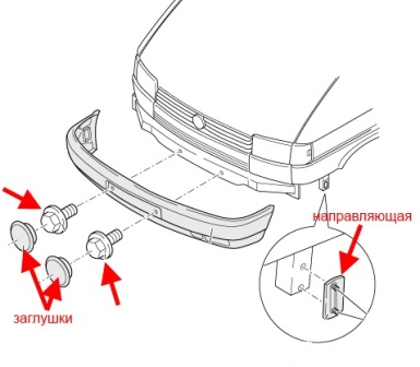 schema montaggio paraurti anteriore VW T4 Transporter, Caravelle, Multivan