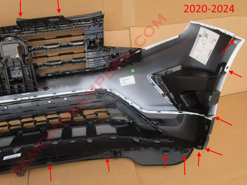 Emplacements de montage du pare-chocs avant VW Atlas / Teramont