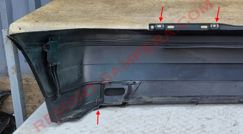 Ubicaciones de montaje del parachoques trasero del VW Golf 3