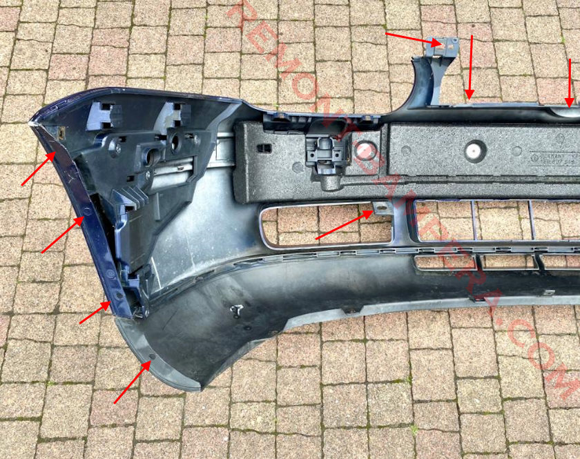 Posizioni di montaggio del paraurti anteriore VW Golf 4