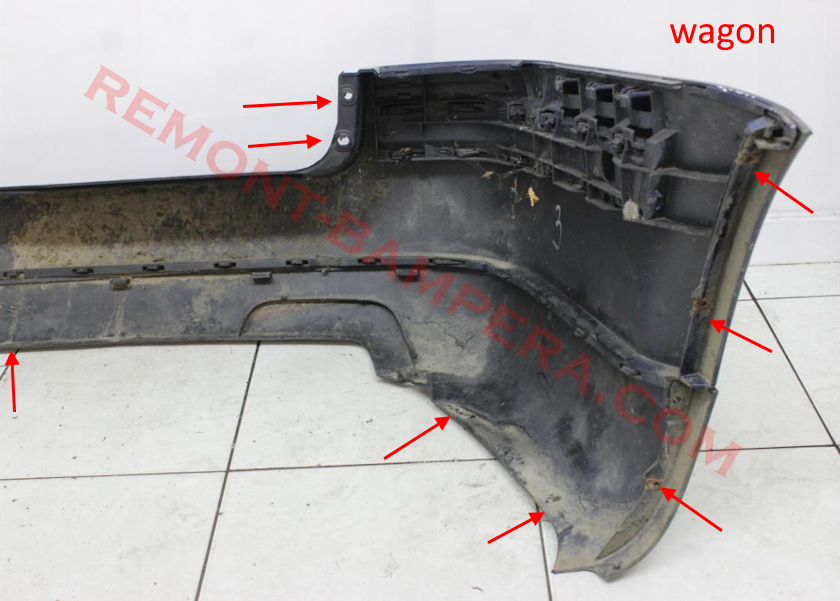 места крепления заднего бампера VW Passat B5 wagon