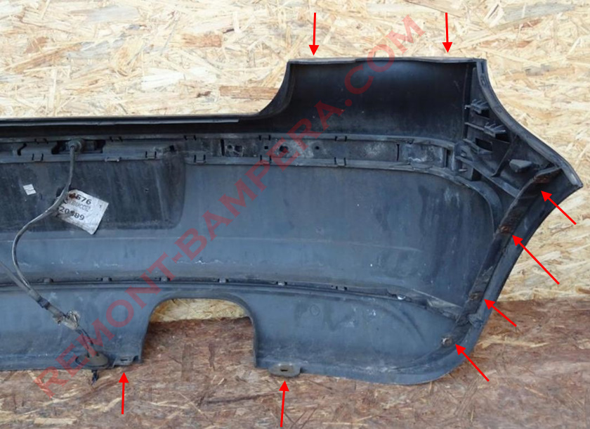 места крепления заднего бампера VW Polo IV 2001–2010 