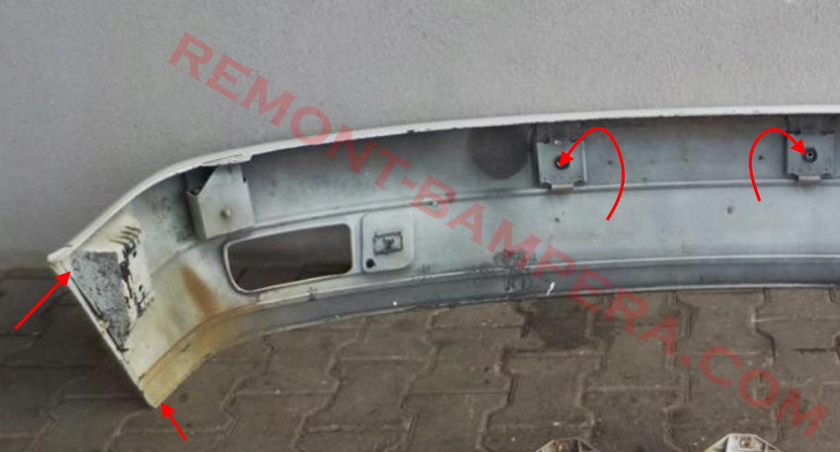 Ubicaciones de montaje del parachoques delantero VW T4 1990-2003