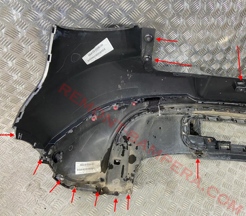 места крепления заднего бампера VW Tiguan I 2007-2018 