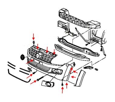 Schema montaggio paraurti posteriore Volkswagen Amarok