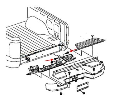 Schema montaggio paraurti posteriore Volkswagen Amarok