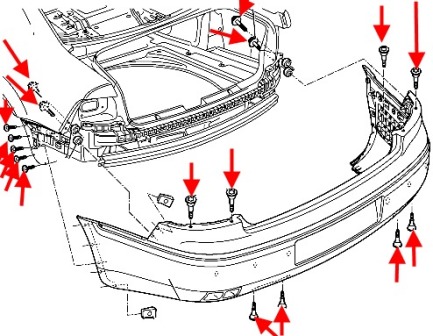 schema montaggio paraurti posteriore VW PHAETON