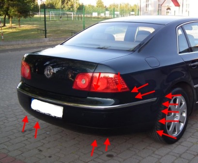 punti di fissaggio per il paraurti posteriore VW PHAETON