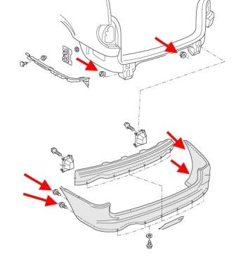 schema montaggio paraurti posteriore VW Sharan (fino al 2000)