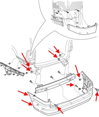 Montageplan für Heckstoßstange VW Sharan (nach 2000)