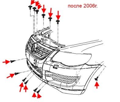 Schema fissaggio paraurti anteriore VW TOUAREG