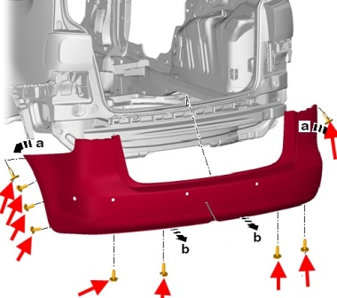 schema montaggio paraurti posteriore VW Touran (dopo il 2010)