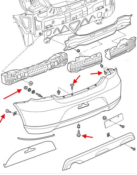 Schema montaggio paraurti posteriore VW Gol (2008-2016)