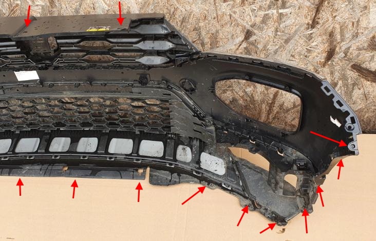 Punti di attacco del paraurti anteriore VW T-Roc 