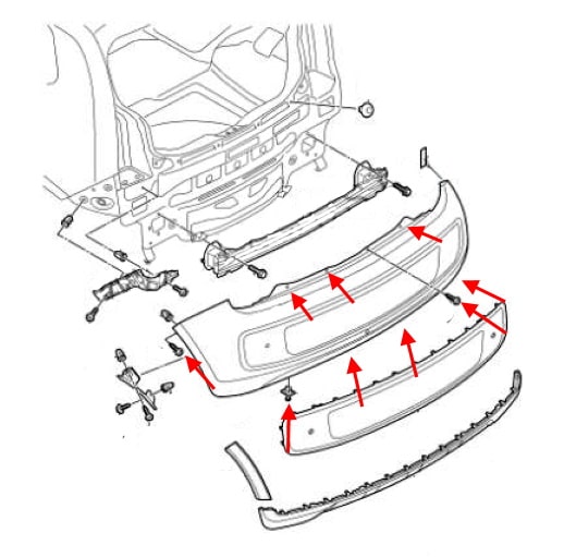 Schema montaggio paraurti posteriore VW Up!