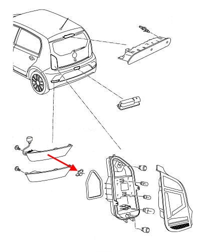 Schema di montaggio fanale posteriore VW Up!