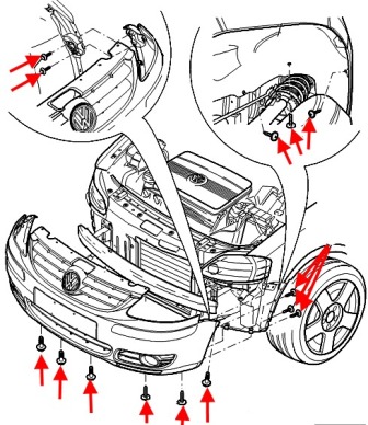 Schema fissaggio paraurti anteriore VW FOX