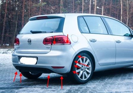 punti di fissaggio per il paraurti posteriore VW Golf 6