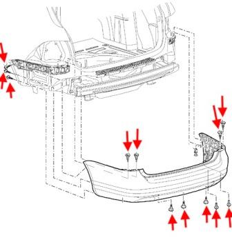 schema montaggio paraurti posteriore VW JETTA 5