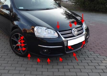 punti di attacco paraurti anteriore VW JETTA 5