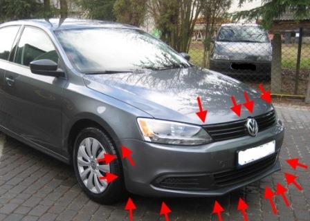 punti di attacco paraurti anteriore VW JETTA 6