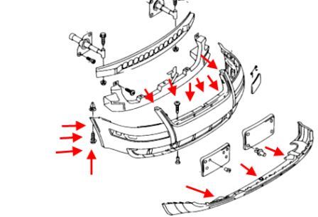 schema montaggio paraurti anteriore VW PASSAT B5