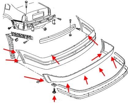 schema montaggio paraurti posteriore VW PASSAT B5