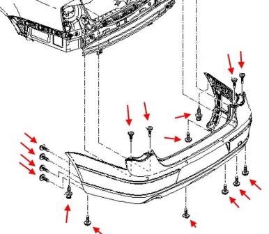 schema montaggio paraurti posteriore VW PASSAT B6