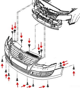 schema montaggio paraurti anteriore VW PASSAT B6