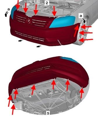 schema montaggio paraurti anteriore VW PASSAT B7 (CC)