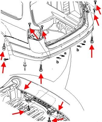 schema montaggio paraurti posteriore VW PASSAT B7 (CC)