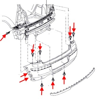 diagram of rear bumper VW POLO (2001-2009)