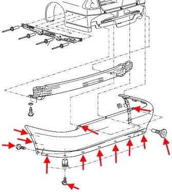 schema montaggio paraurti posteriore VW POLO (fino al 2001)