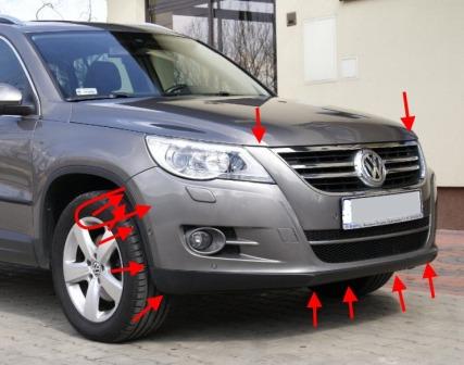 punti di attacco paraurti anteriore VW TIGUAN